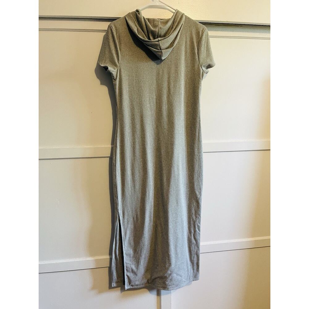 J JUSTIFY Ribbed Hooded Long Dress Slits Color Grey Size XLarge Fashion - Picture 11 of 13